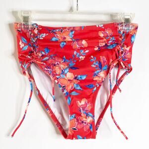 Lands End Womens Size XS 2 | 4 Bikini Bottom Floral Tie Detail Full Back NEW